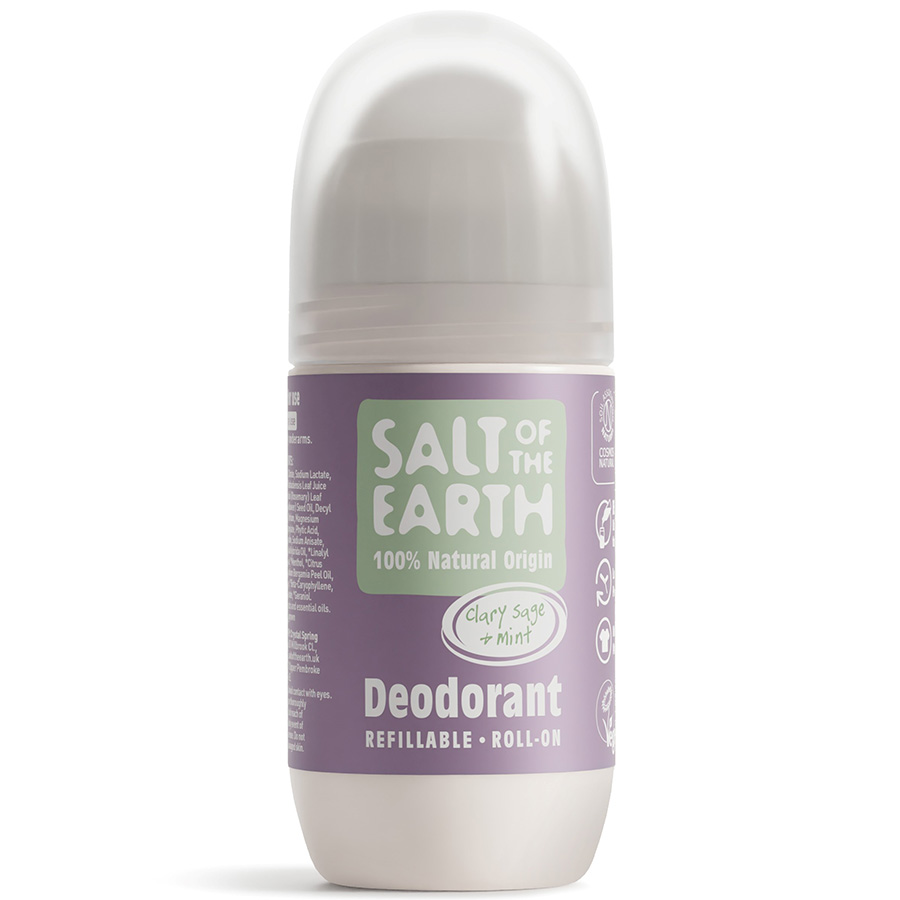 Salt of the Earth Natural Deodorant Refillable Roll-on - Clary Sage & Mint - 75ml