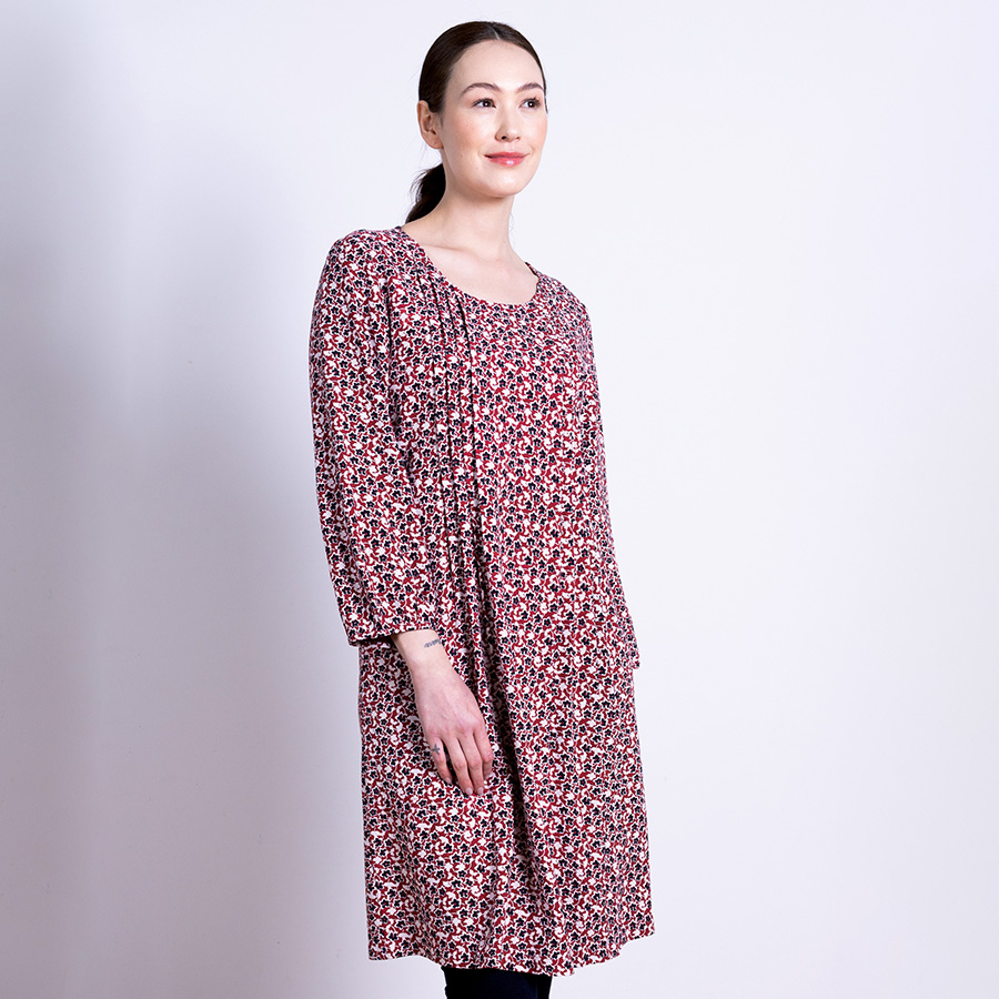 Nomads Pintuck Tunic Dress - Scarlet