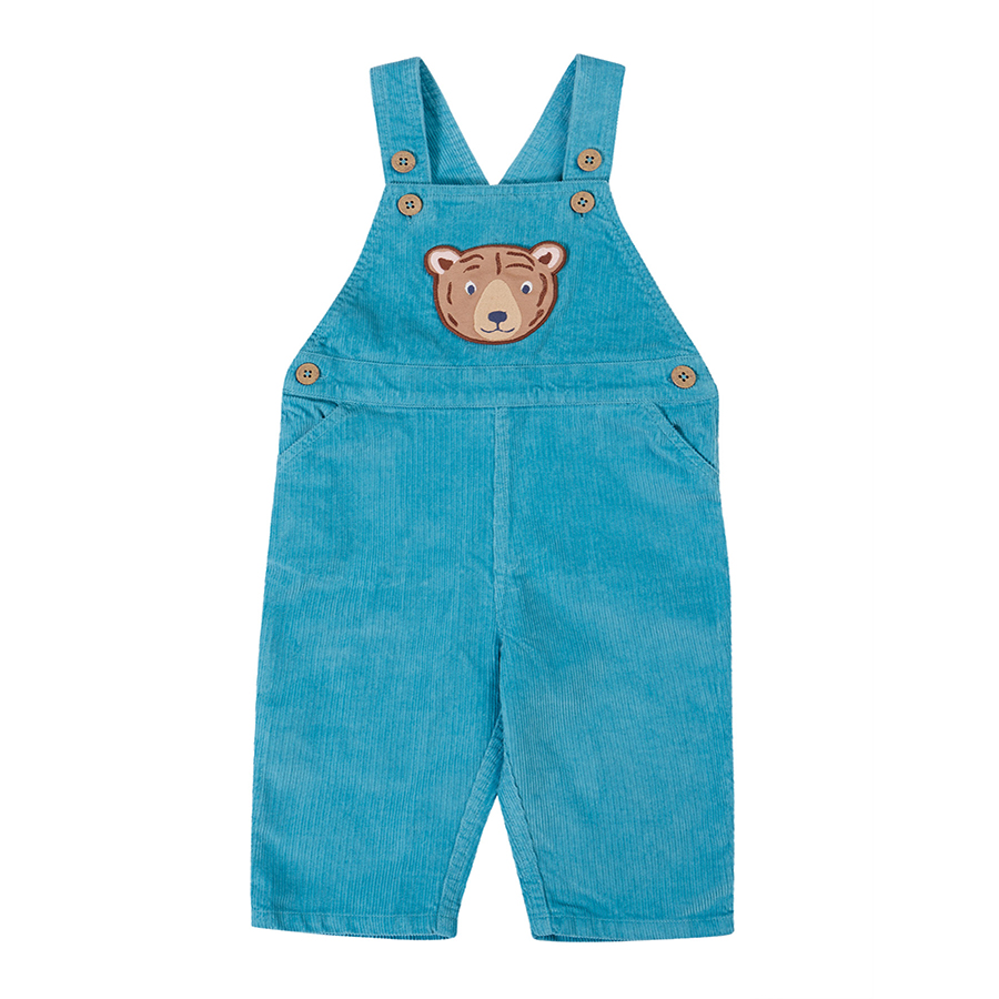 Frugi Boat Blue Bear Durgan Cord Dungarees