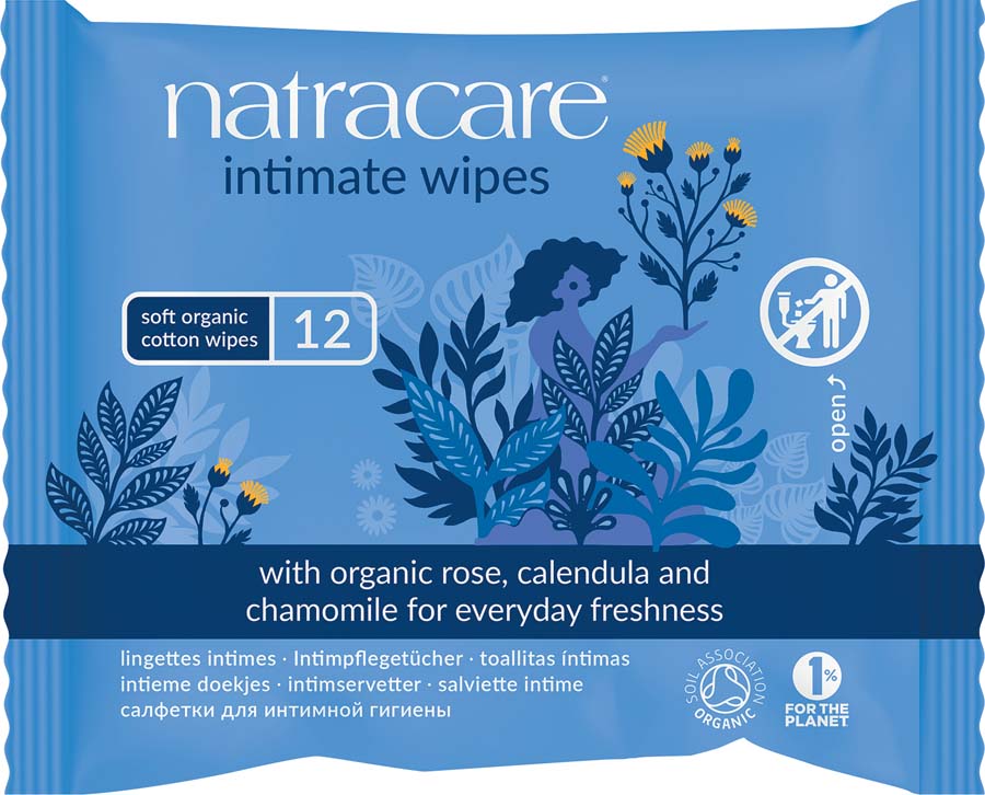 Natracare Organic Cotton Intimate Wipes - Pack of 12