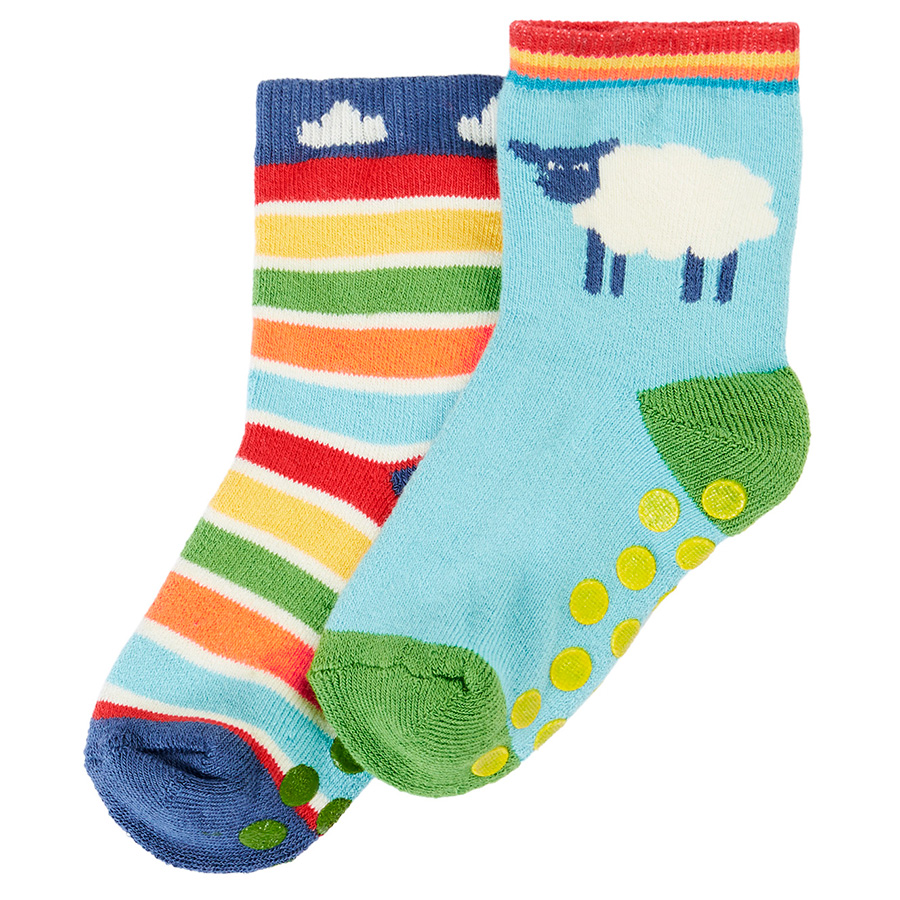 Frugi Happy Farm Grippy Socks - 2 Pairs