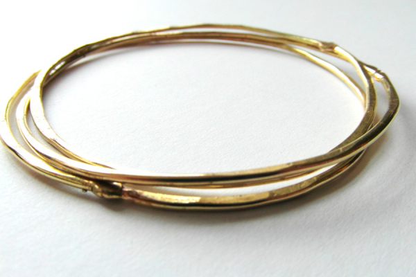 LA Jewellery Recycled Beaten Brass Bangles