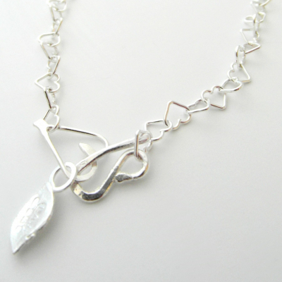 La Jewellery Recycled Beaten Heart Silver Necklace