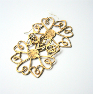 La Jewellery Brass Heartflake Earrings
