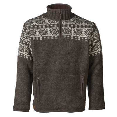 Mens New England Half Zip Jumper - Bark