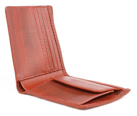 Elvis & Kresse Reclaimed Firehose Billfold Wallet with Coin Pocket - Red