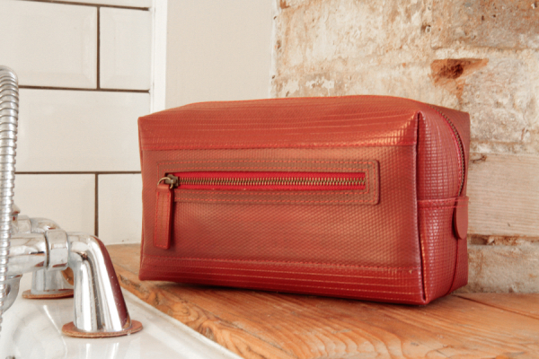 Elvis & Kresse Reclaimed Firehose Large Wash Bag - Red