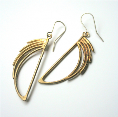 LA Jewellery Frank Lloyd Waterfall Recycled Brass Earrings