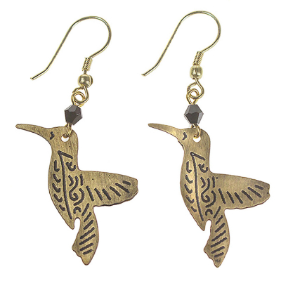 Gold Coloured Hummingbird Earrings