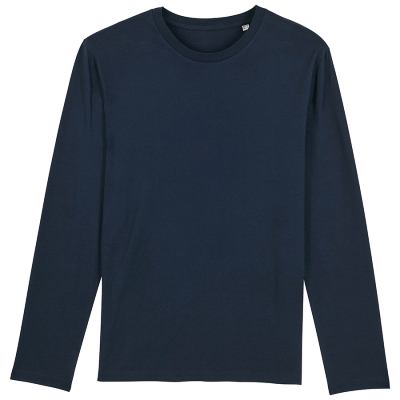 Organic Cotton Round Neck Long Sleeve T-Shirt - Navy