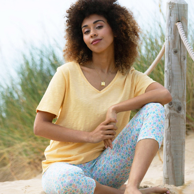 Kite Sandford V-Neck Slub Jersey T-Shirt Sand