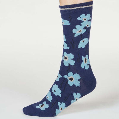 Thought Navy Peggie Floral Socks - UK 4-7