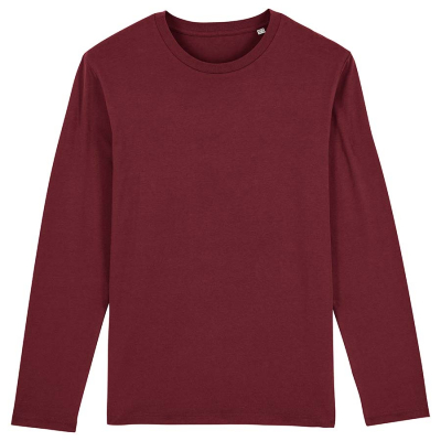 Organic Cotton Round Neck Long Sleeve T-Shirt - Burgundy