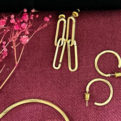 So Just Shop Gold Maya Sikri Double Chain Earrings