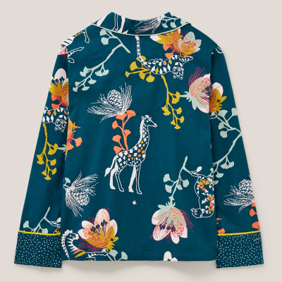 White Stuff Organic Nina PJ Shirt - Teal Print