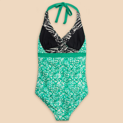 White Stuff Recycled Sunshine Reversible Swimsuit - Green