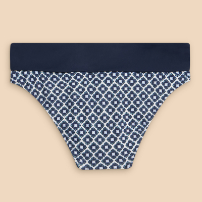 White Stuff Recycled Reversible Fold Down Bikini Bottom - Navy