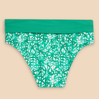 White Stuff Recycled Reversible Fold Down Bikini Bottom - Green