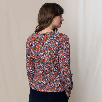 Lily & Me Paige Animal Stamp Wrap Top - Ginger
