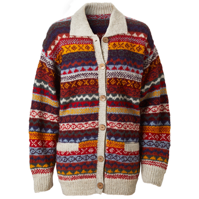 Hand Knitted Wool Fairisle Cardigan - Cream