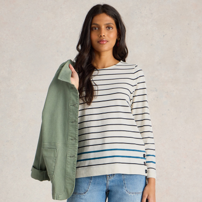 White Stuff Fairtrade Willow Stripe Top - White