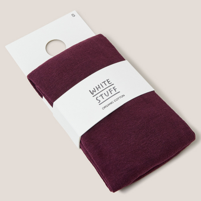 White Stuff Patty Plain Organic Tights - Dark Plum