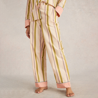 White Stuff Nina Organic Striped Pyjama Bottoms - Ivory