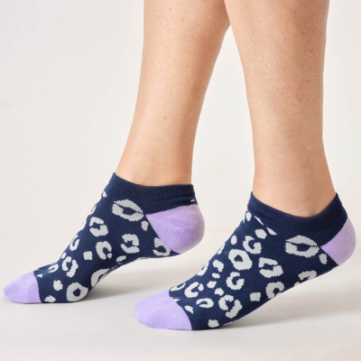 Thought Animal Organic Cotton Trainer Socks - Midnight Blue - UK4-7