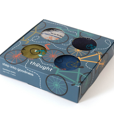 Thought Multi Bikes Bamboo Sock Gift Box - 4 Pairs - UK7-11