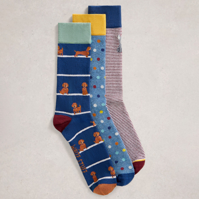 White Stuff Dog Pals Organic Ankle Socks - 3 Pairs