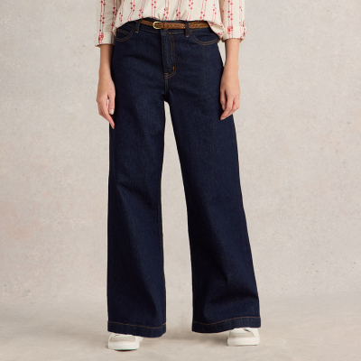 White Stuff Ayla Organic Wide Leg Jeans - Dark Denim
