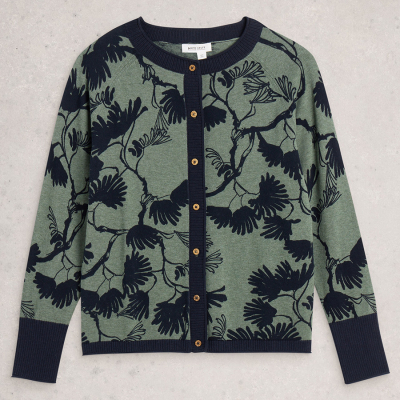 White Stuff Organic Lulu Print Cardi - Green