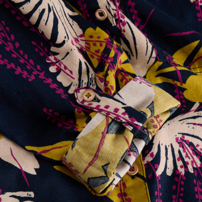 White Stuff Sophie Organic Cotton Patterned Shirt - Navy