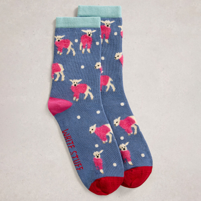 White Stuff Fluffy Organic Ankle Socks - Dark Blue