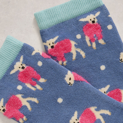 White Stuff Fluffy Organic Ankle Socks - Dark Blue