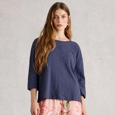 White Stuff Mia Organic PJ Boxy Tee - Dark Purple