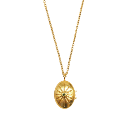 A Beautiful Story Oval Small Peridot Locket Necklace