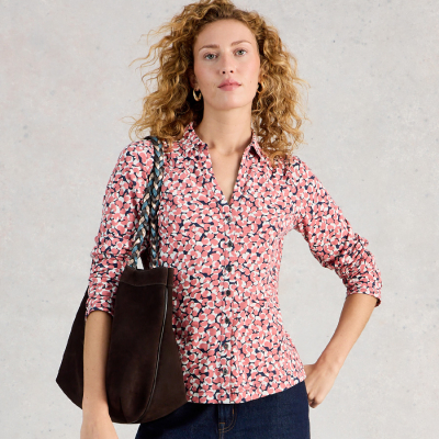 White Stuff Fairtrade Annie Jersey Shirt - Pink Print