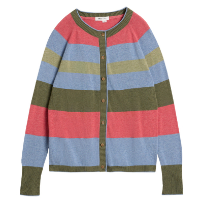 White Stuff Organic Lulu Stripe Cardi - Green Multi