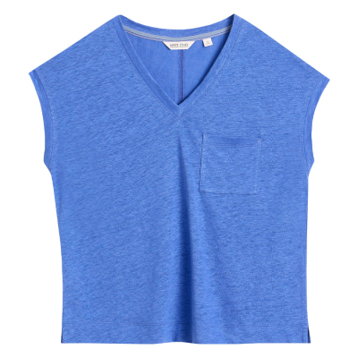 White Stuff Iris Linen Tee - Bright blue