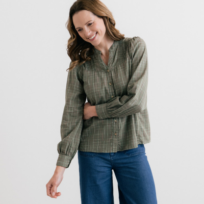 Lily & Me Poplar Multi Check Blouse - Laurel