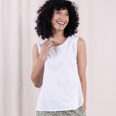 Nomads Cotton Seersucker Vest - White