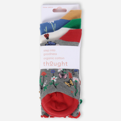 Thought Springs Blooming Organic Cotton Socks - UK4-7 - 3 Pairs
