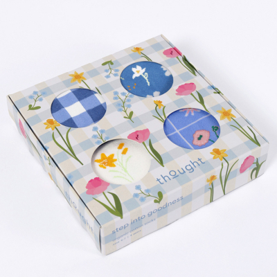 Thought Springtime Floral Organic Cotton Socks Gift Box - UK4-7 - 4 Pairs