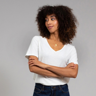 Kite Sandford V-Neck Slub Jersey T-Shirt Off-White