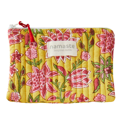 Sanganeri Block Printed Purse - Yellow