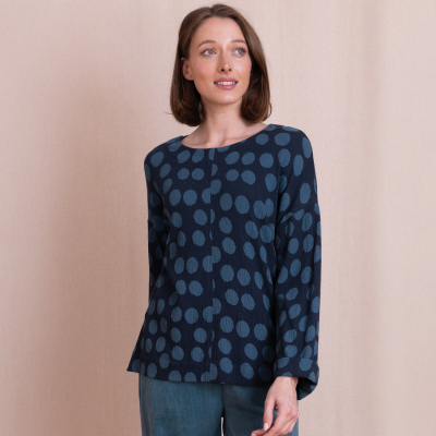Nomads Textured Jersey Top - Navy