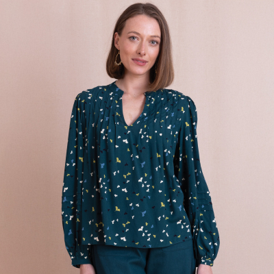 Nomads EcoVero Pintuck Blouse - Teal
