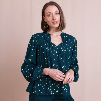 Nomads EcoVero Pintuck Blouse - Teal