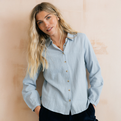 Lily & Me Ana Check Shirt - Powder Blue